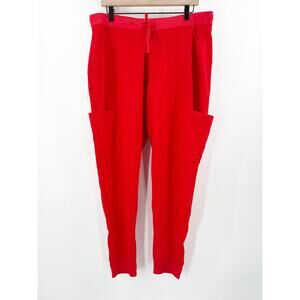 Mandala Scrub Joggers Women's Large Red Medical Comfort Multi-Pocket Equa-Tek